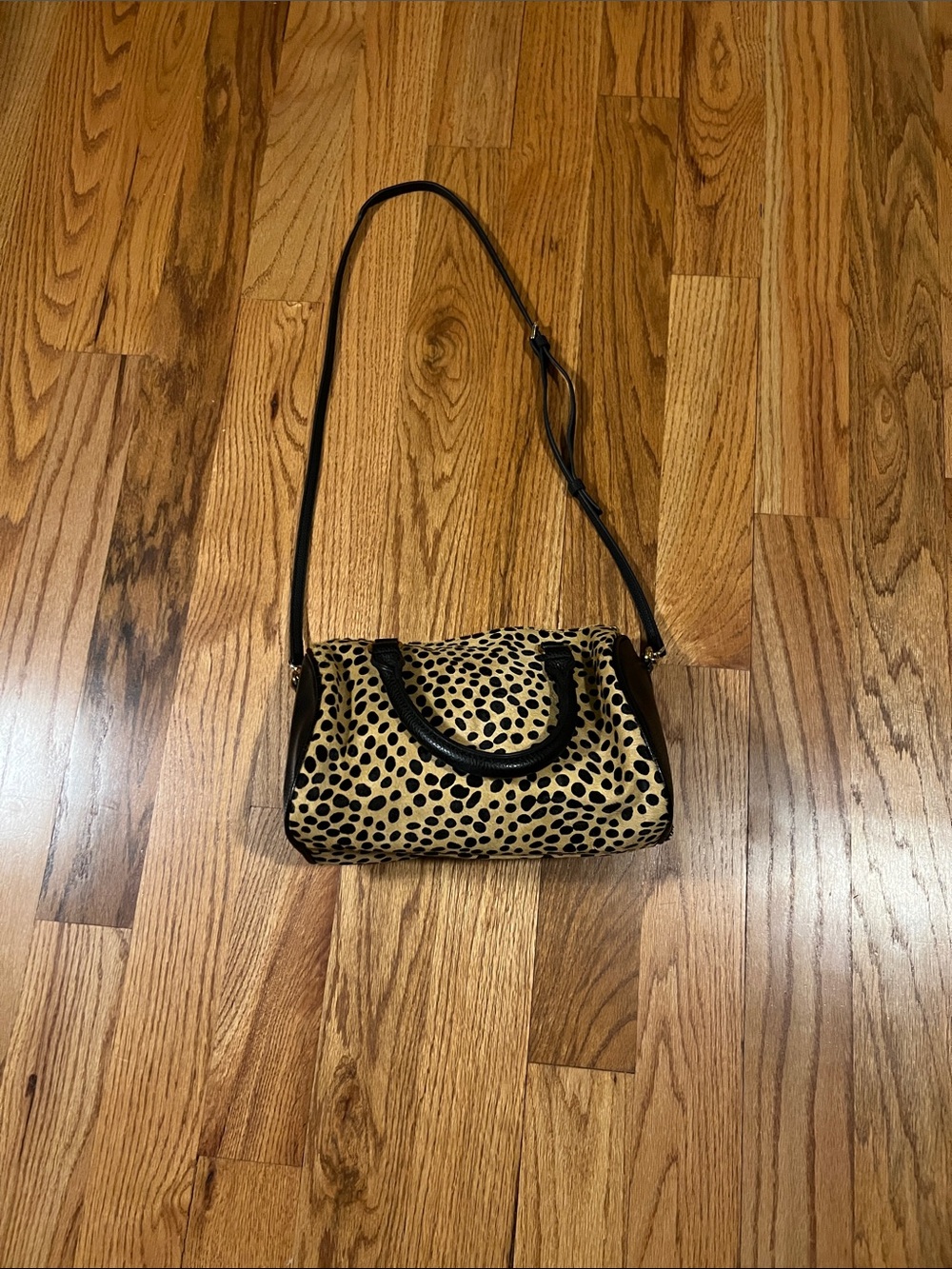 Anthropologie Leopard-Spot Mini Shoulder Bag in Tan and Black